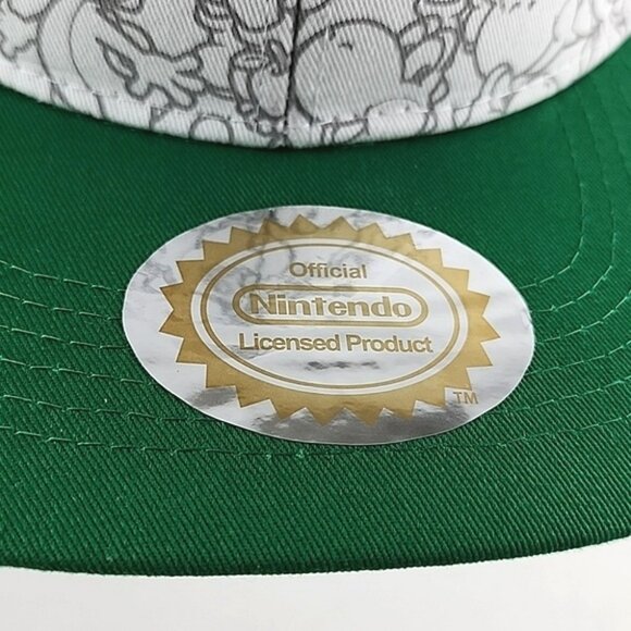 Nintendo Super Mario Yoshi Snapback Adjustable Hat Cap Green White OS Fits Most - Picture 5 of 16